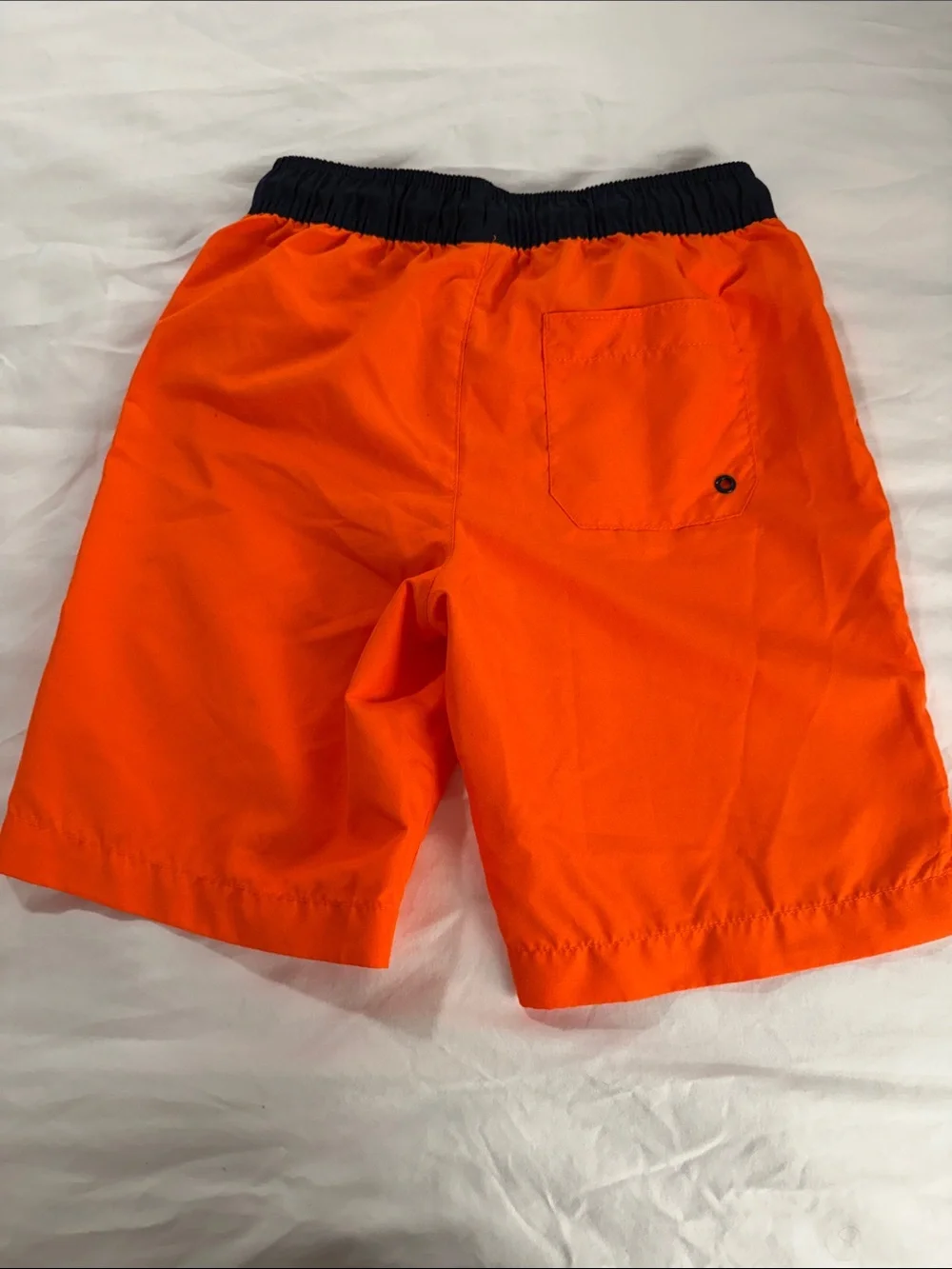 NWOT Kids Bright Orange Drawstring Swim Shorts with Black Waistband